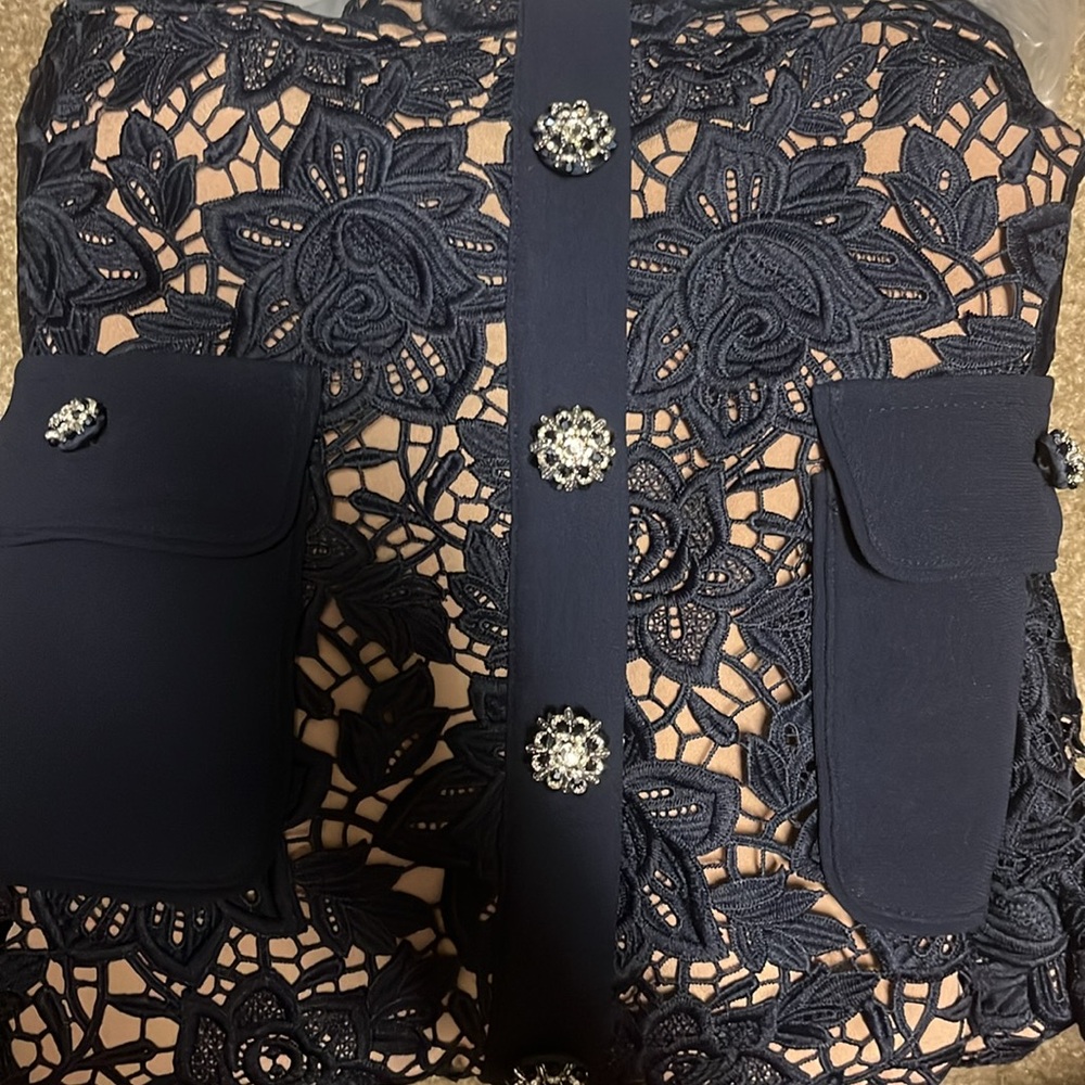 Self-Portrait Navy Lace Midi Dress - Picture 6 of 6
